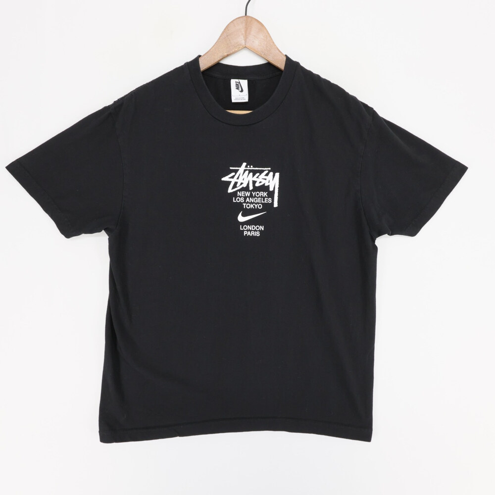 Nike Stussy International T Shirt Mens L Black Graphic Crewneck Short Sleeve
